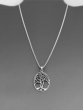 Sterling Silver Statement Tree Of Life Necklace, Silver Chain, Fortune Jewelry